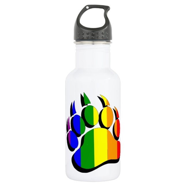 Botella De Agua Arcoiris de arcilla de oso gay con sombra negra (Anverso)