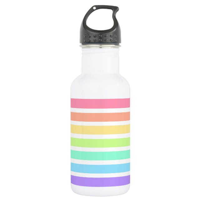 Botella De Agua Arcoiris de bblegum y rayas blancas (Anverso)
