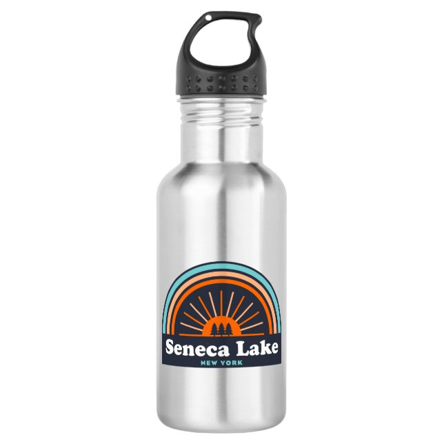 Botella De Agua Arcoiris de Seneca Lake New York (Anverso)