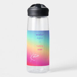 Botella De Agua Arcoiris Fun Chug, Nombre + 5 Personalizados Texto