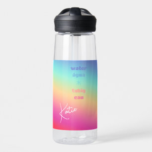 Botella De Agua Arcoiris Fun Chug, Nombre + 5 Personalizados Texto