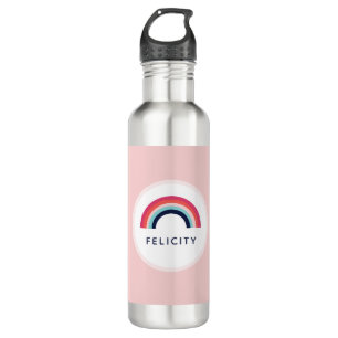Botella De Agua Arcoiris Nombre personalizado Edad Azul rosado Ver