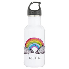 Botella De Agua Arcoiris Y Nubes De Cuadros