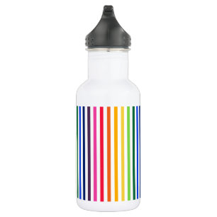 Botella De Agua Arcoiris y rayas blancas