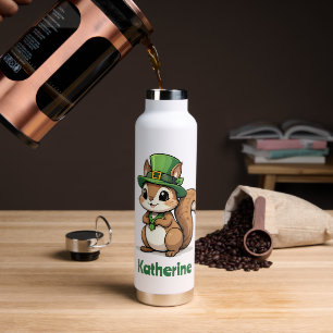 Botella De Agua ardilla personalizada del Día de San Patricio
