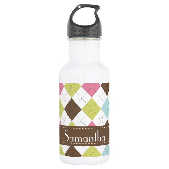 Botella De Agua Argyle Diamond Stitch Hoot 32. (Anverso)