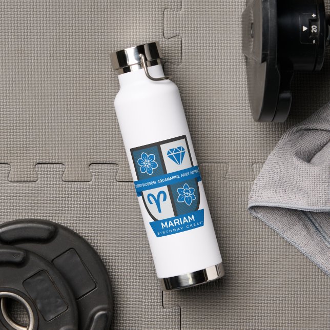 Botella De Agua Aries Birthday Crest™ for March 21-31 (Gimnasio (girado))