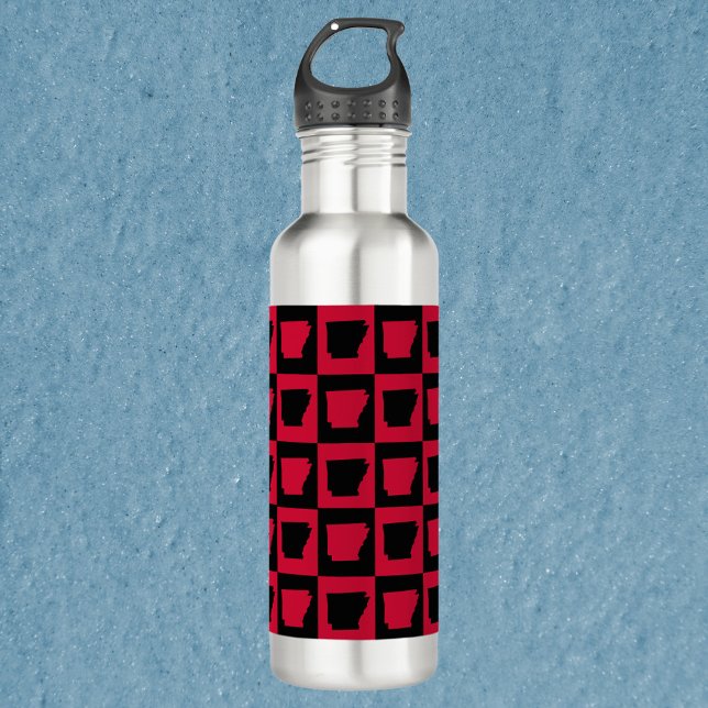 Botella De Agua Arkansas Red and Black Pattern (A water bottle with a black and red pattern of Arkansas!)