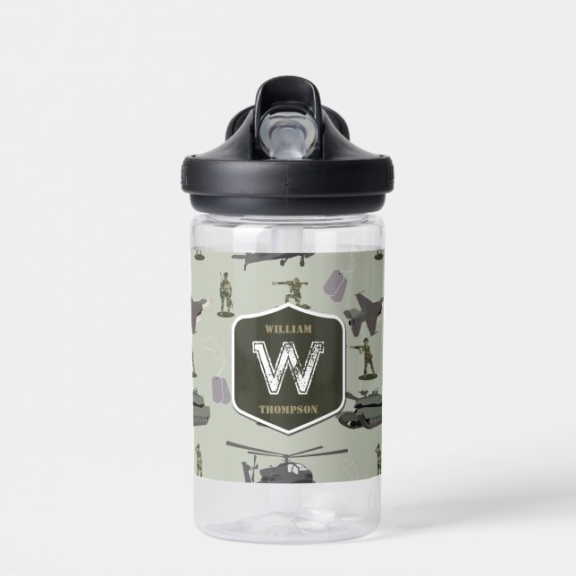 Botella De Agua Army Military Camouflage Green Camo Pattern (Delante)