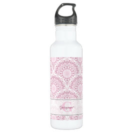 Botella De Agua Art Deco personalizado Confetti rosa Mandala