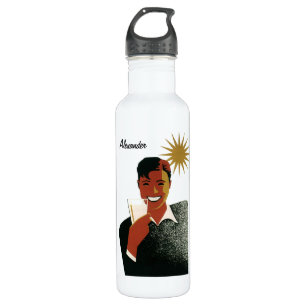 Botella De Agua Art Deco vintage, hombre con cóctel al sol