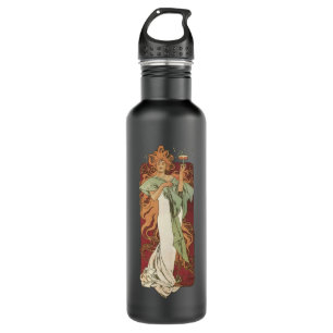 Botella De Agua Art Nouveau vintage de Mucha, Fiesta de Champagne