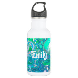 Botella De Agua Arte abstracto digital de vidrio marino