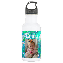 Botella De Agua Arte abstracto digital de vidrio marino personaliz