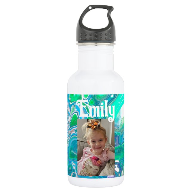 Botella De Agua Arte abstracto digital de vidrio marino personaliz (Anverso)