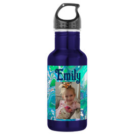 Botella De Agua Arte abstracto digital de vidrio marino personaliz