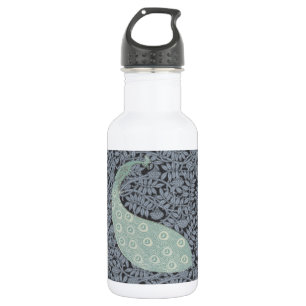 Botella De Agua Arte Antiguo Nouveau Pavo Real Azul Verneuil
