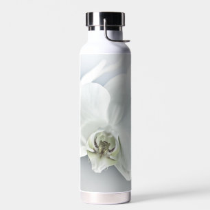 Botella De Agua Arte Botánico de Orquídea Blanca Elegante
