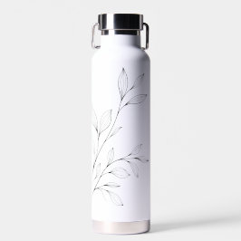 Botella De Agua Arte Botánico Minimalista de Línea Negra