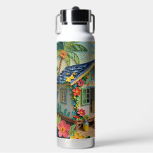 Arte costero oceánico de casa de playa