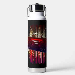 Botella De Agua Arte de altavoz retro colorido con energía de músi
