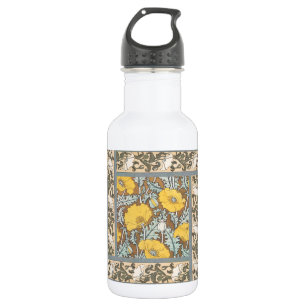 Botella De Agua arte de amapola flor amarillo ilustracion