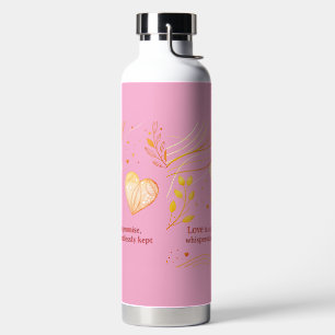 Botella De Agua Arte de Amor de Corazón de Oro Elegante