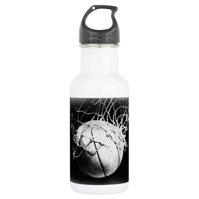 Botella De Agua Arte de baloncesto en blanco y negro (Anverso)