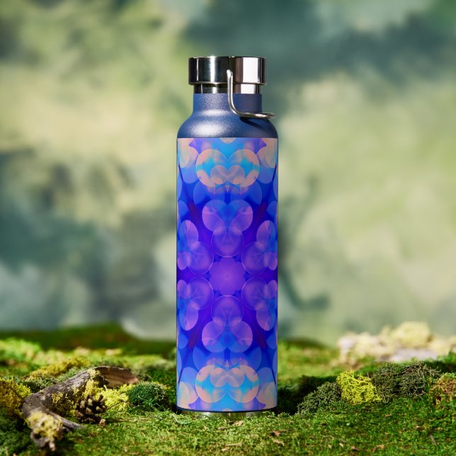 Botella De Agua Arte de burbujas en forma de gradiente azul y rosa (Exterior)