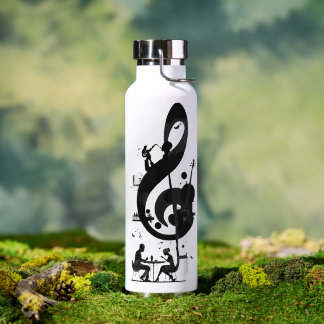 Botella De Agua Arte de clave de sol musical minimalista - Saxofón