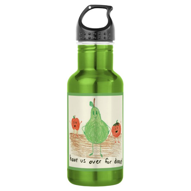 Botella De Agua Arte de comida infantil, verde (Anverso)