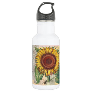 Botella De Agua Arte de flor de yute vintage Damask