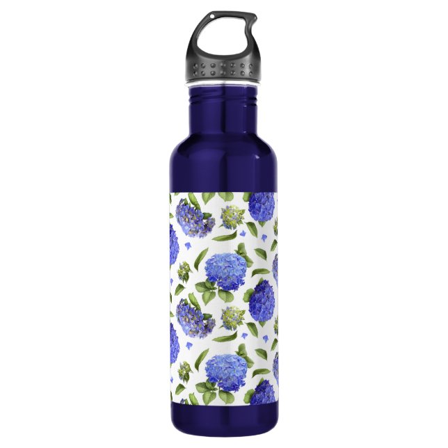 Botella De Agua Arte de flores de hidrangea azul (Anverso)