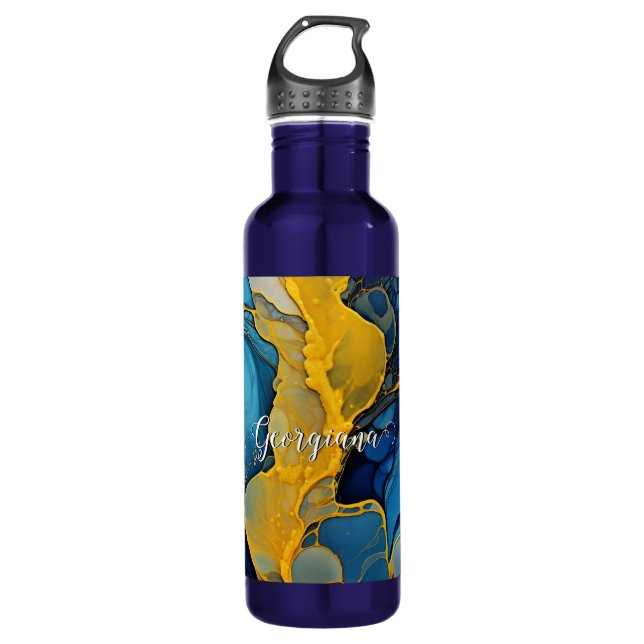 Botella De Agua Arte de fluido de tinta de tinta de alcohol y mari (Anverso)