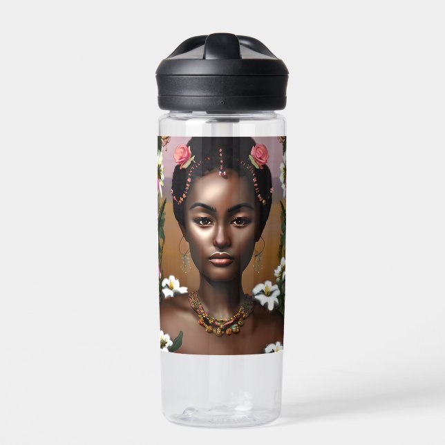 Botella De Agua Arte de IA de belleza afroamericano (Delante)