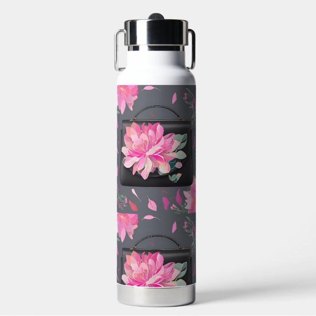 Botella De Agua Arte de IA de Rosas en auge (Frente)