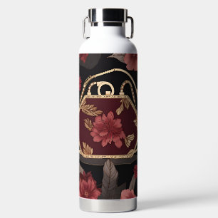 Botella De Agua Arte de IA dorado burdeos