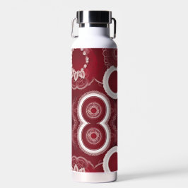 Botella De Agua Arte de IA floral rojo oscuro
