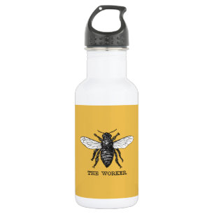 Botella De Agua Arte de ilustración vintage de abeja trabajadora