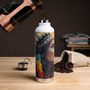 Botella De Agua Arte de impresión tribal colorido y espiritual