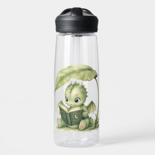 Botella De Agua Arte de libro ilustrado de bebé dragón leyendo baj