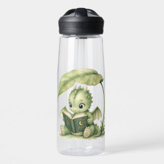 Botella De Agua Arte de libro ilustrado de bebé dragón leyendo baj