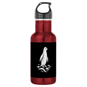 Botella De Agua Arte de línea de pingüino minimalista Ola de invie
