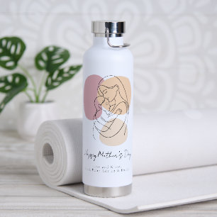 Botella De Agua Arte de línea moderna minimalista Mamá y bebé Día 