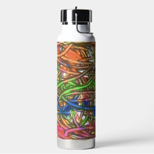 Botella De Agua Arte de mármol rosa, azul, verde, naranja