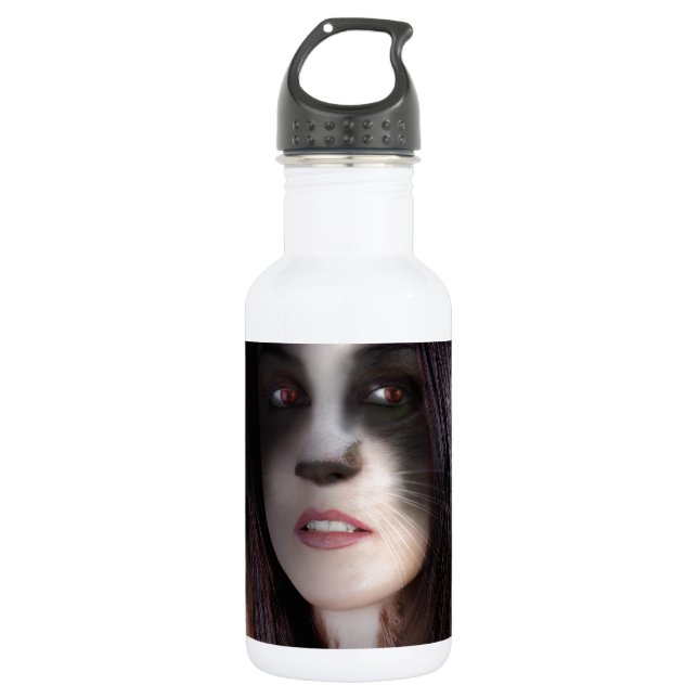 Botella De Agua Arte de Mujer Gato (Anverso)