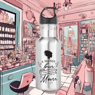 Botella De Agua arte de palabras divertido y desordenado de mamá