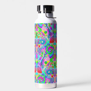 Botella De Agua Arte de patrón pintado a mano y digitalmente 22