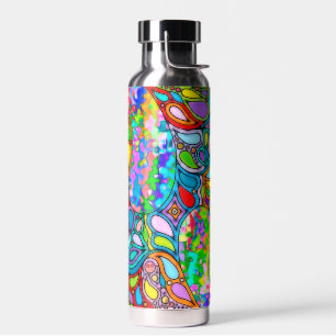 Botella De Agua Arte de patrones pintados a mano y digitalmente 54