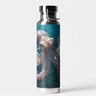 Botella De Agua Arte de Pulpo de Vidrio Irisado   Fantasía de Mar 